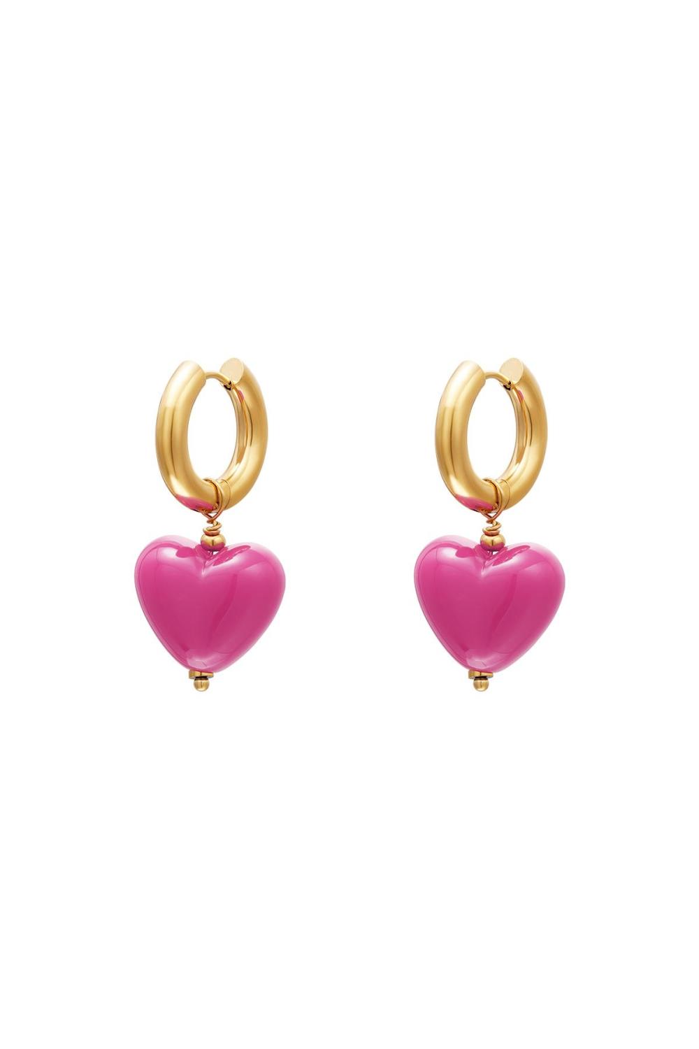 Boucles D'oreilles Cœur Coloré - Collection #Summergirls Rose Acier Inoxydable