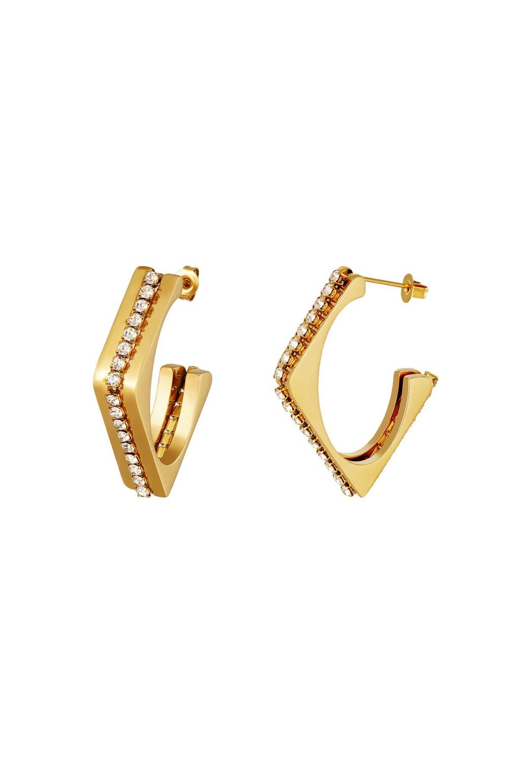 Boucles D'oreilles Zircons Diamants Acier Inoxydable 