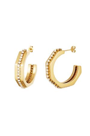 Boucles D'oreilles Avec Détails En Zircon Acier Inoxydable h5 