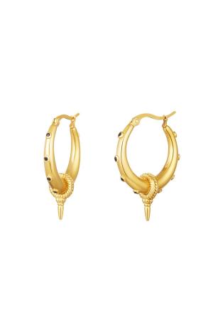 Boucles D'oreilles En Acier Inoxydable Avec Pierres Noires - Petit h5
