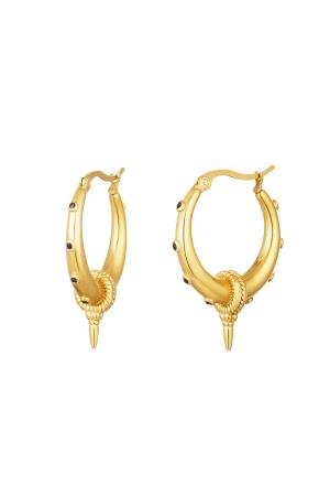 Boucles D'oreilles Acier Inoxydable Pierres Noires - Large h5 