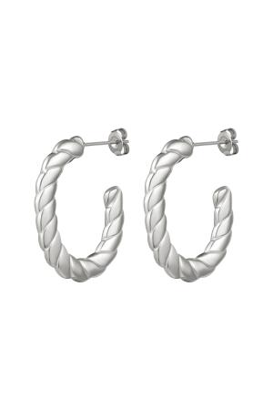 Grosses Boucles D'oreilles En Acier Inoxydable Torsadées Argenté h5 