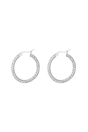 Boucles D'oreilles Rondes En Zircon - Petit Argenté Acier Inoxydable h5 