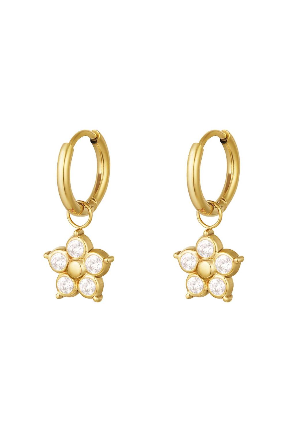 Boucles D'oreilles Fleur Zircone Acier Inoxydable 