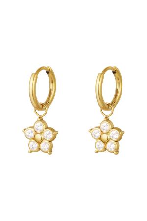 Boucles D'oreilles Fleur Zircone Acier Inoxydable h5 