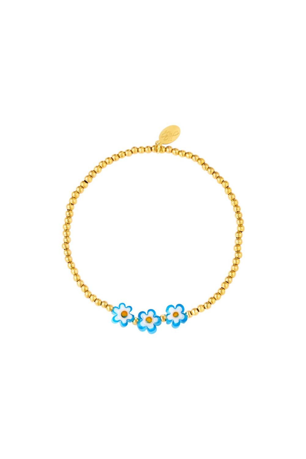 Bracelet Marguerite Bleue - Collection #Summergirls Couleur Or Hématite 