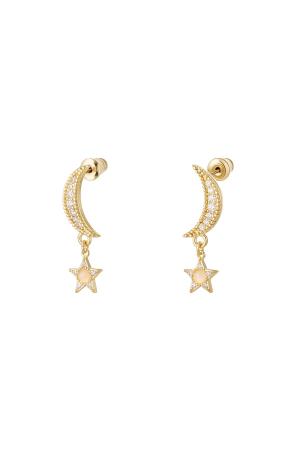 Boucles D'oreilles Lune Et Étoile - Collection Sparkle Cuivré h5 