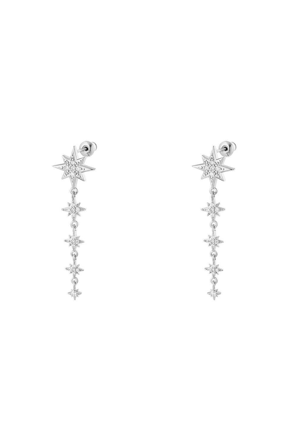 Boucles D'oreilles Cinq Étoiles - Boucles D'oreilles Scintillantes Argenté Cuivré