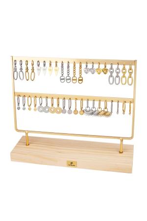 Présentoir Avec Boucles D'oreilles Argent Et Or Couleur Or  & Argenté Acier Inoxydable h5 