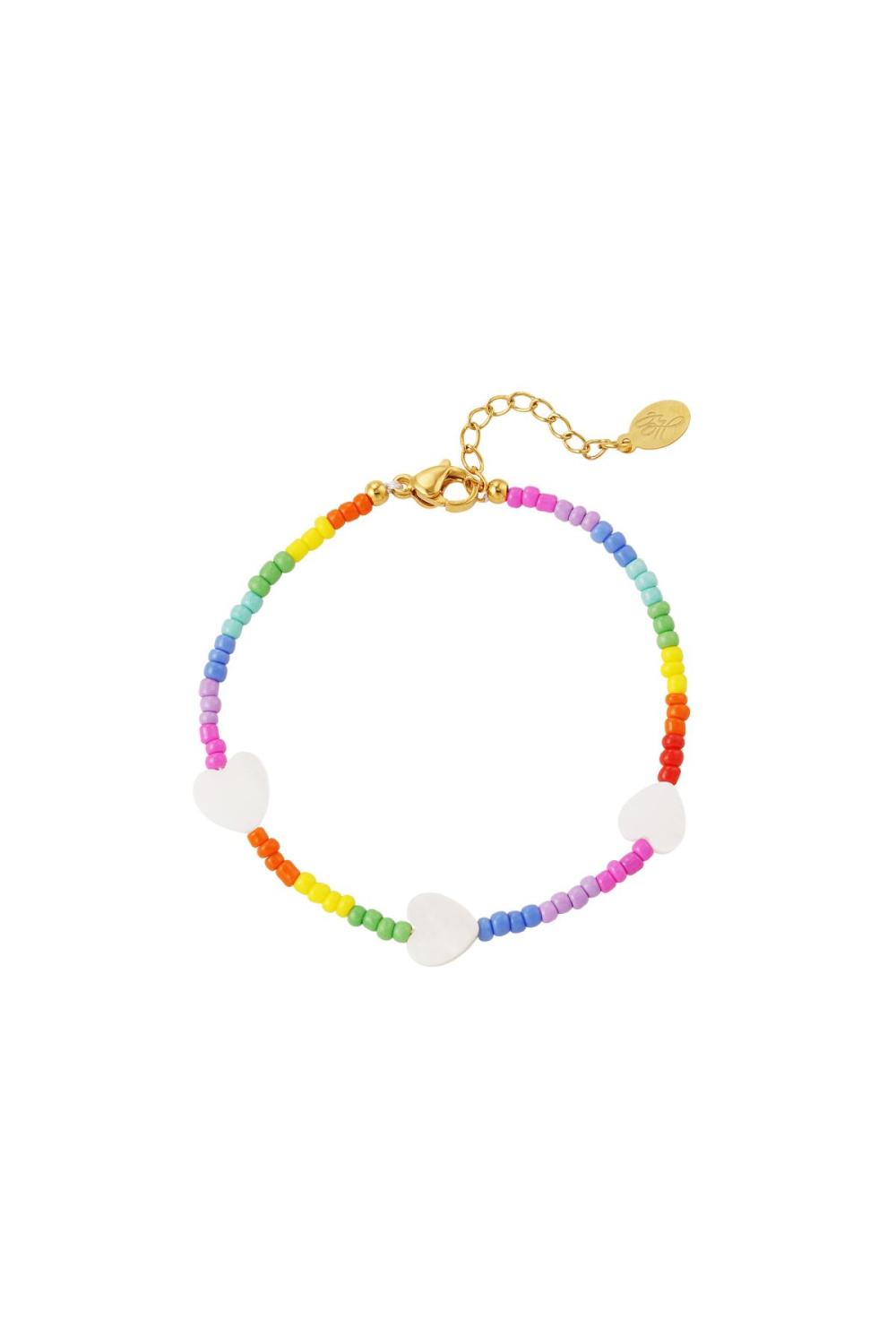 Bracelet Coeurs D'amour - Collection Arc-En-Ciel Multicouleur Acier Inoxydable 