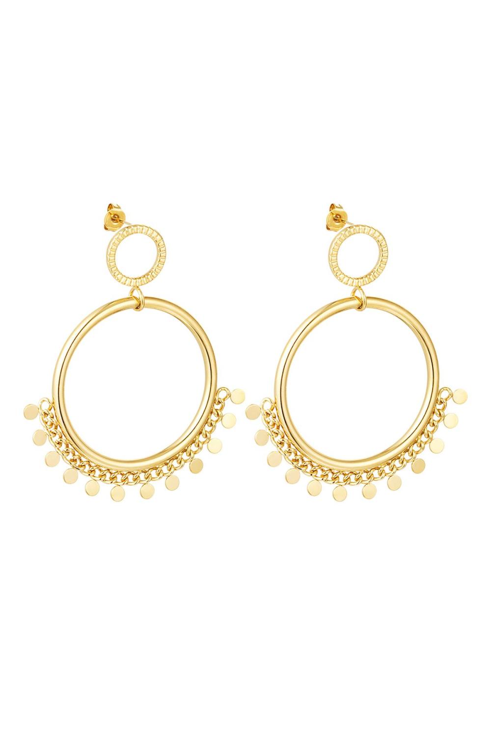 Boucles D'oreilles Clous Pendantes Avec Détail Cercle Acier Inoxydable 