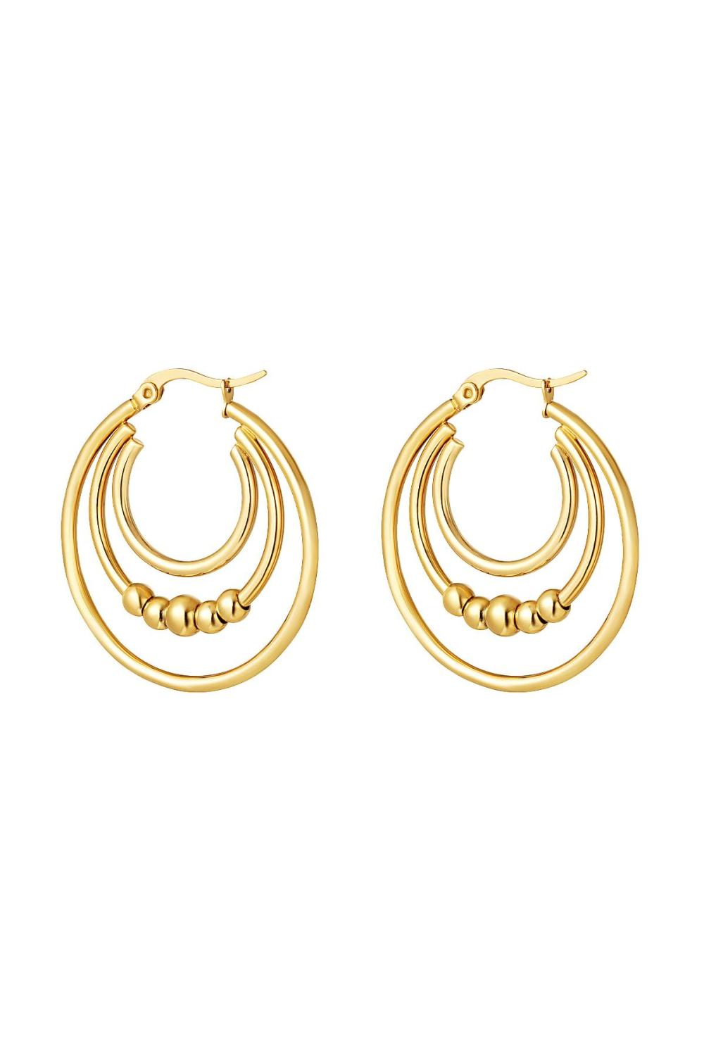 Boucles D'oreilles Double Chaîne Ornées De Perles Acier Inoxydable (Pack With Plastic Bag) 