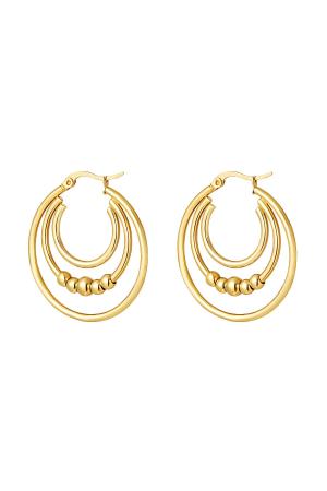 Boucles D'oreilles Double Chaîne Ornées De Perles Acier Inoxydable (Pack With Plastic Bag) h5 
