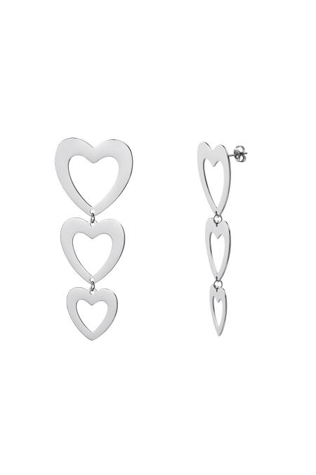 Boucles d'oreilles pendantes trois coeurs Argenté Acier inoxydable