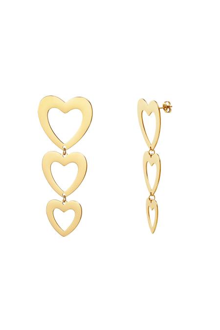 Boucles D'oreilles Pendantes Trois Coeurs Argenté Acier Inoxydable