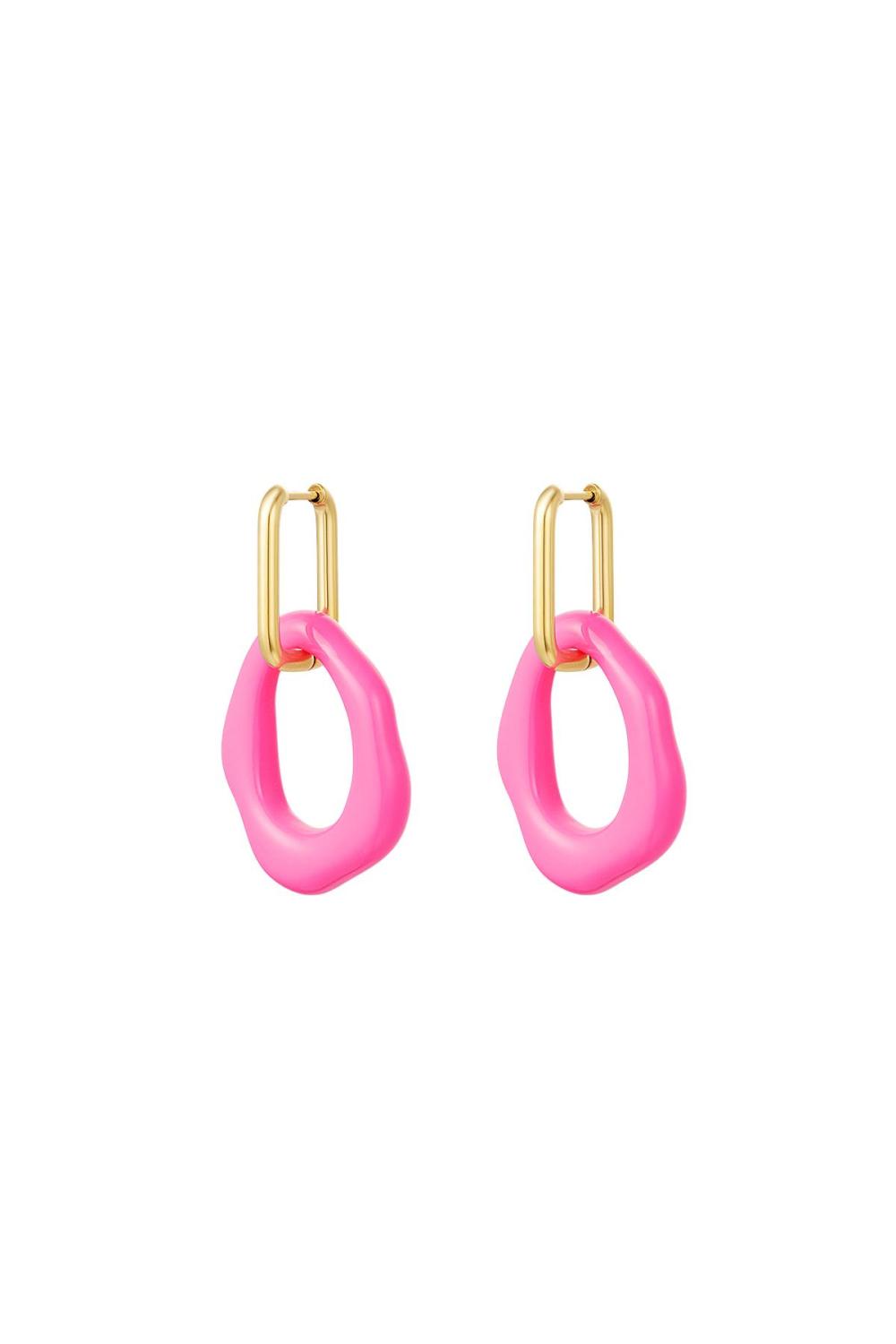 Boucles D'oreilles Cercle Acrylique Fuchsia Acier Inoxydable 