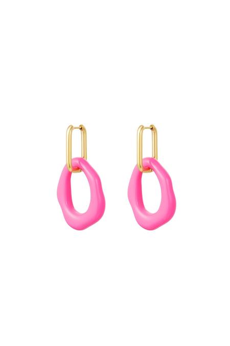 Boucles d'oreilles cercle acrylique Fuchsia Acier inoxydable