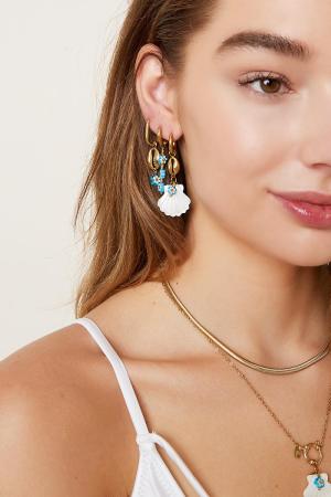 Boucles D'oreilles Marguerite Bleu Coquillage - Collection Plage Acier Inoxydable h5 Image2