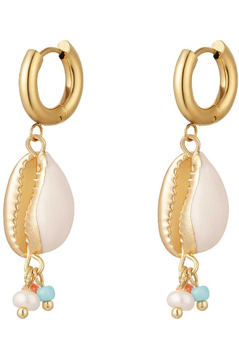 Boucles D'oreilles Pendantes Coquillage - Collection Plage Acier Inoxydable 