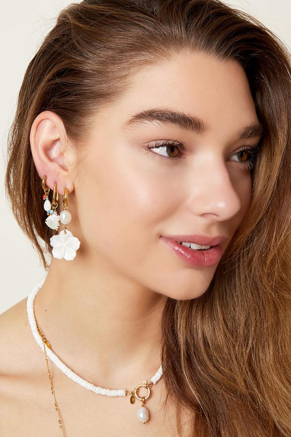 Boucles D'oreilles Fleurs - Collection Plage Acier Inoxydable Image2