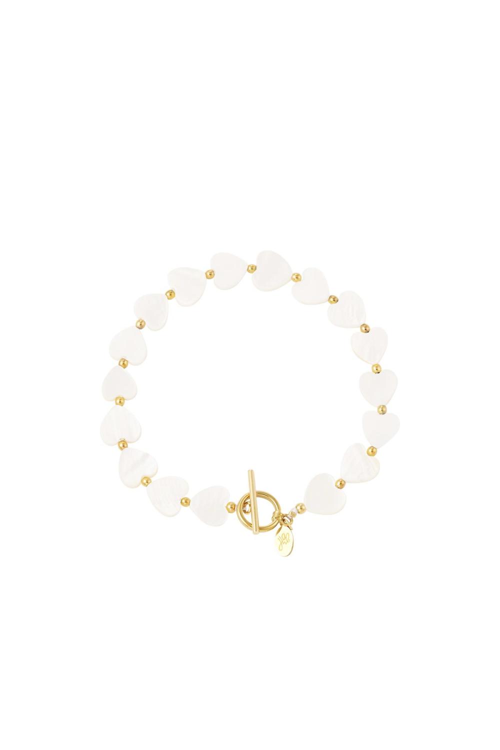 Bracelet Coeur - Collection Plage Couleur Or Blanc Coquilles 