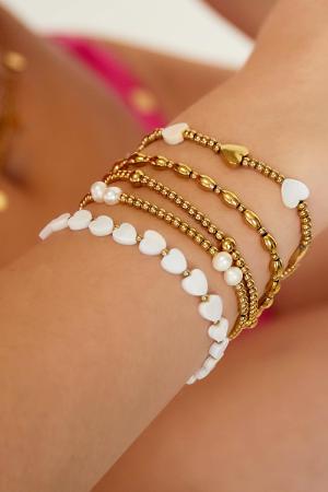 Bracelet Coeur - Collection Plage Couleur Or Blanc Coquilles h5 Image4