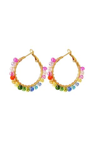Boucles D'oreilles Créoles Avec Perles Colorées Multicouleur Acier Inoxydable h5