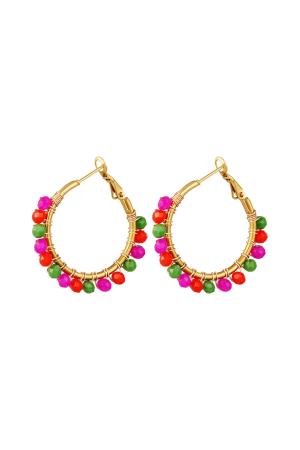 Boucles D'oreilles Créoles Avec Perles Colorées Multicouleur Acier Inoxydable h5