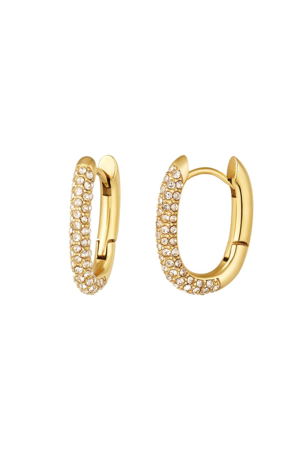 Boucles D'oreilles Ovales Avec Zircone Acier Inoxydable 