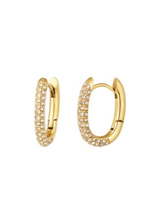 Boucles D'oreilles Ovales Avec Zircone Acier Inoxydable h5 