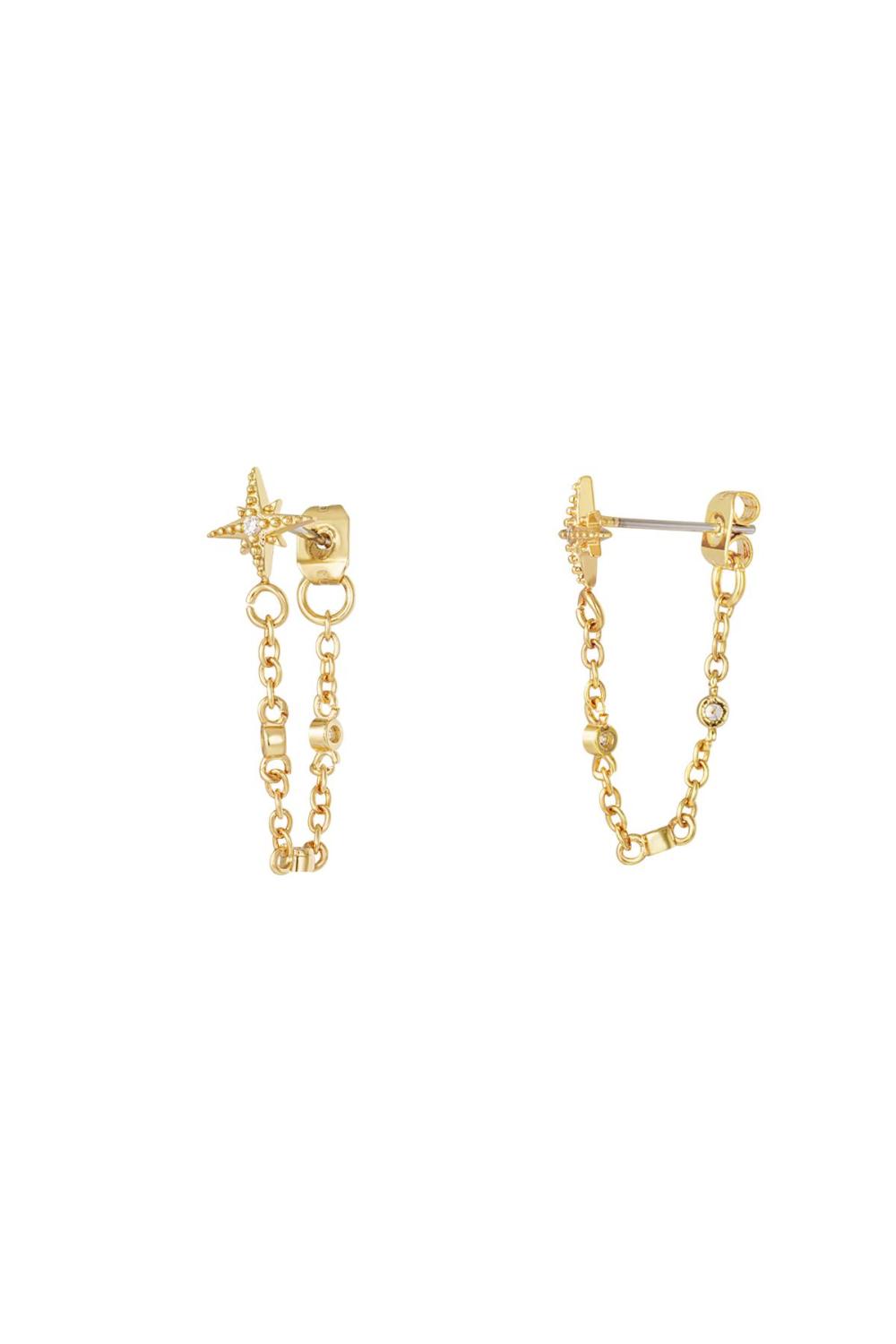 Boucles D'oreilles Chaîne Étoile - Collection Sparkle Cuivré 