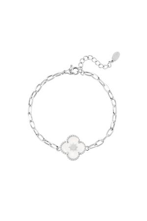 Bracelet 1 Fleur Argenté Acier Inoxydable h5 
