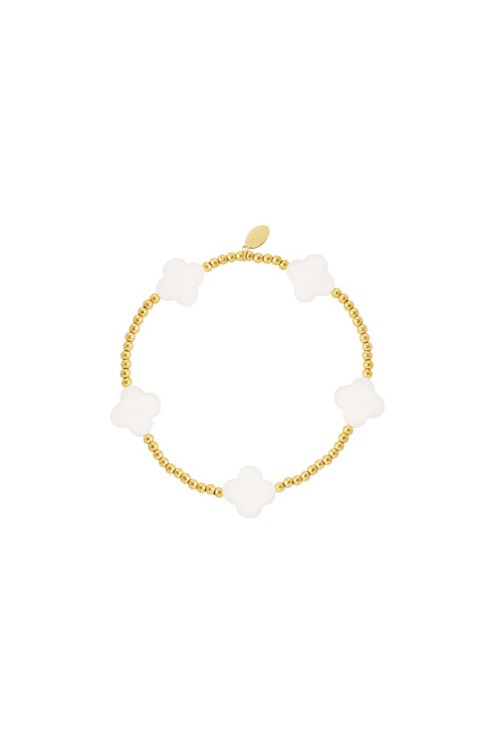 Bracelet Coquillage Trèfles Couleur Or Acier Inoxydable 