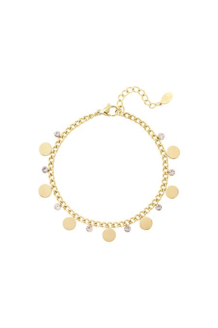 Bracelet cercles avec strass Couleur or Acier inoxydable