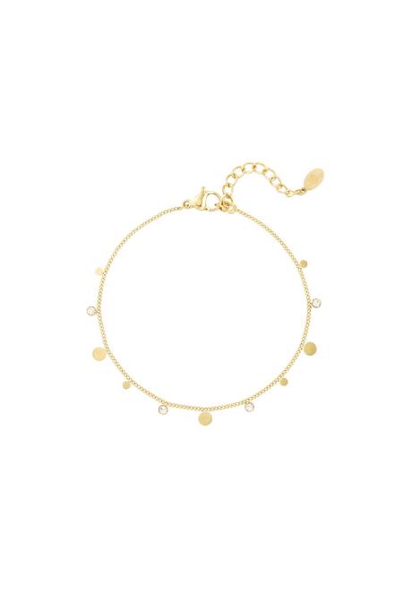 Bracelet simple avec détails en strass Couleur or Acier inoxydable