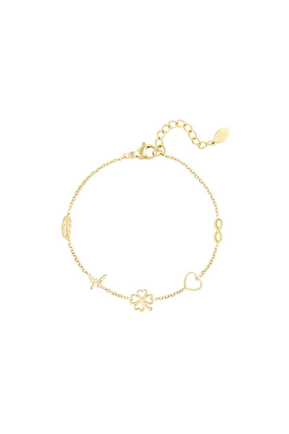 Bracelet Minimaliste Avec Breloques Couleur Or Acier Inoxydable 