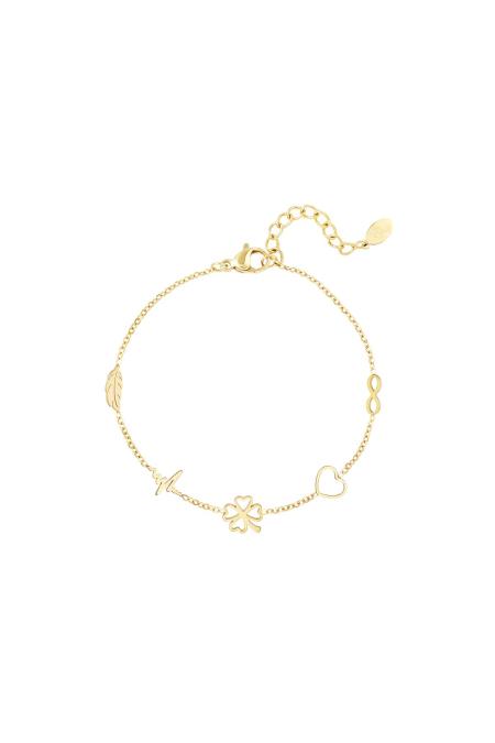 Bracelet minimaliste avec breloques Couleur or Acier inoxydable
