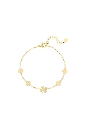 Bracelet 5 Trèfles Couleur Or Acier Inoxydable h5 