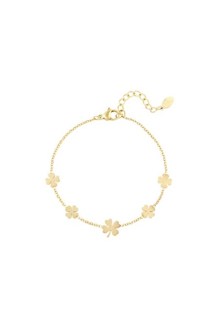 Bracelet 5 trèfles Couleur or Acier inoxydable