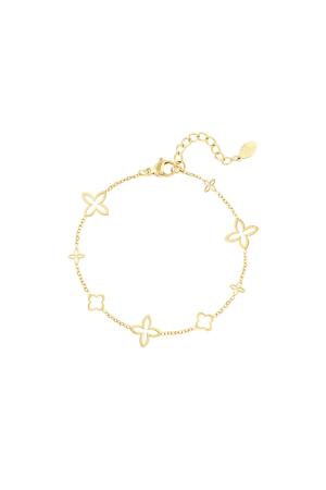Bracelet Avec Breloques Trèfle Ouvert Couleur Or Acier Inoxydable h5 