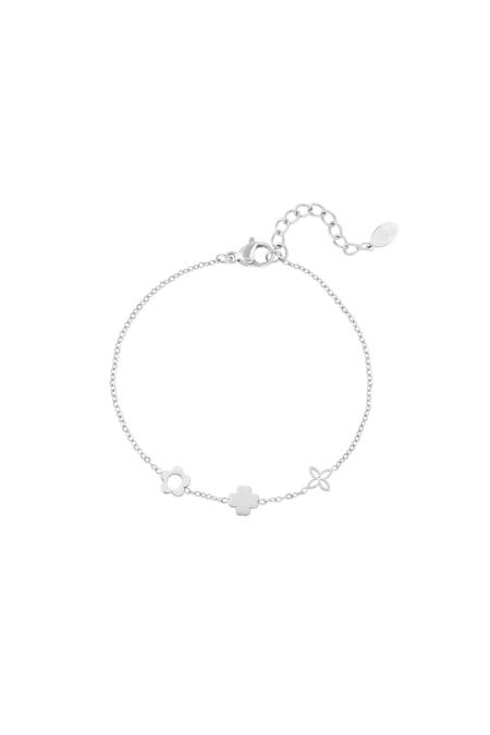 Bracelet avec trois fleurs différentes Argenté Acier inoxydable