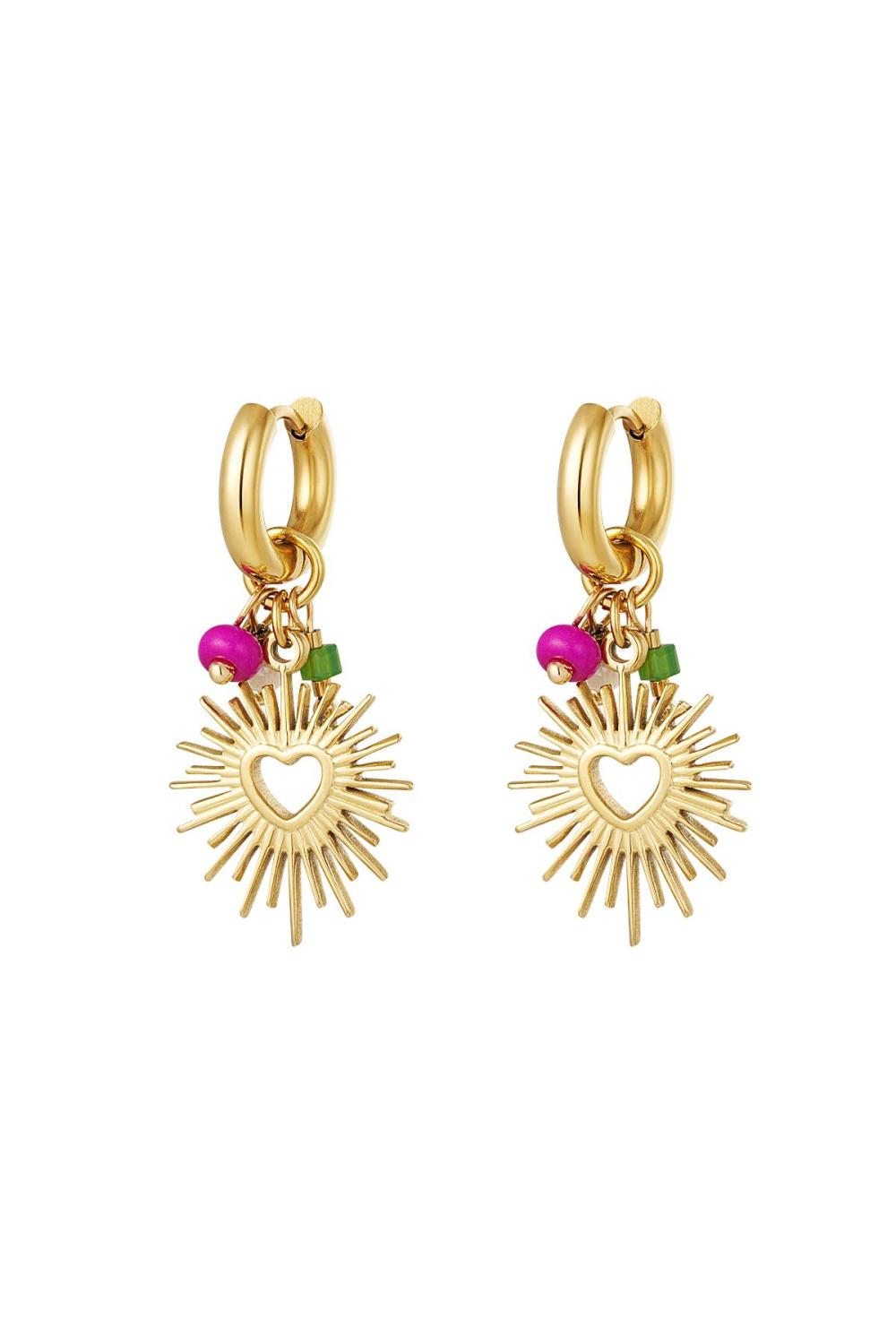 Boucles D'oreilles Avec Coeur Et Perles Acier Inoxydable 