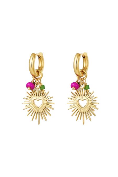 Boucles d'oreilles avec coeur et perles Acier inoxydable