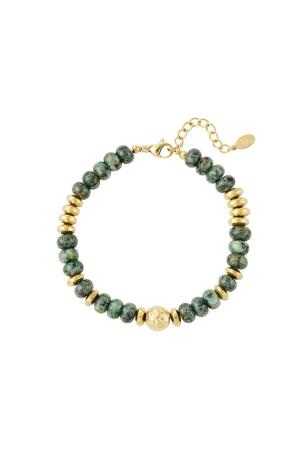 Bracelet Avec Perles De Pierres Multicolores - Collection Pierres Naturelles Vert & Couleur Or Stone h5 