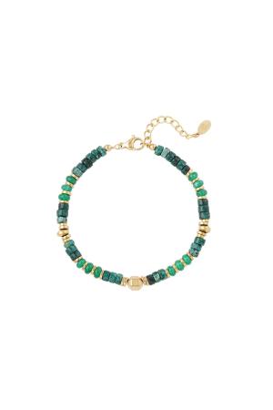 Bracelet Avec Petites Pierres Colorées Vert & Couleur Or Acier Inoxydable h5 