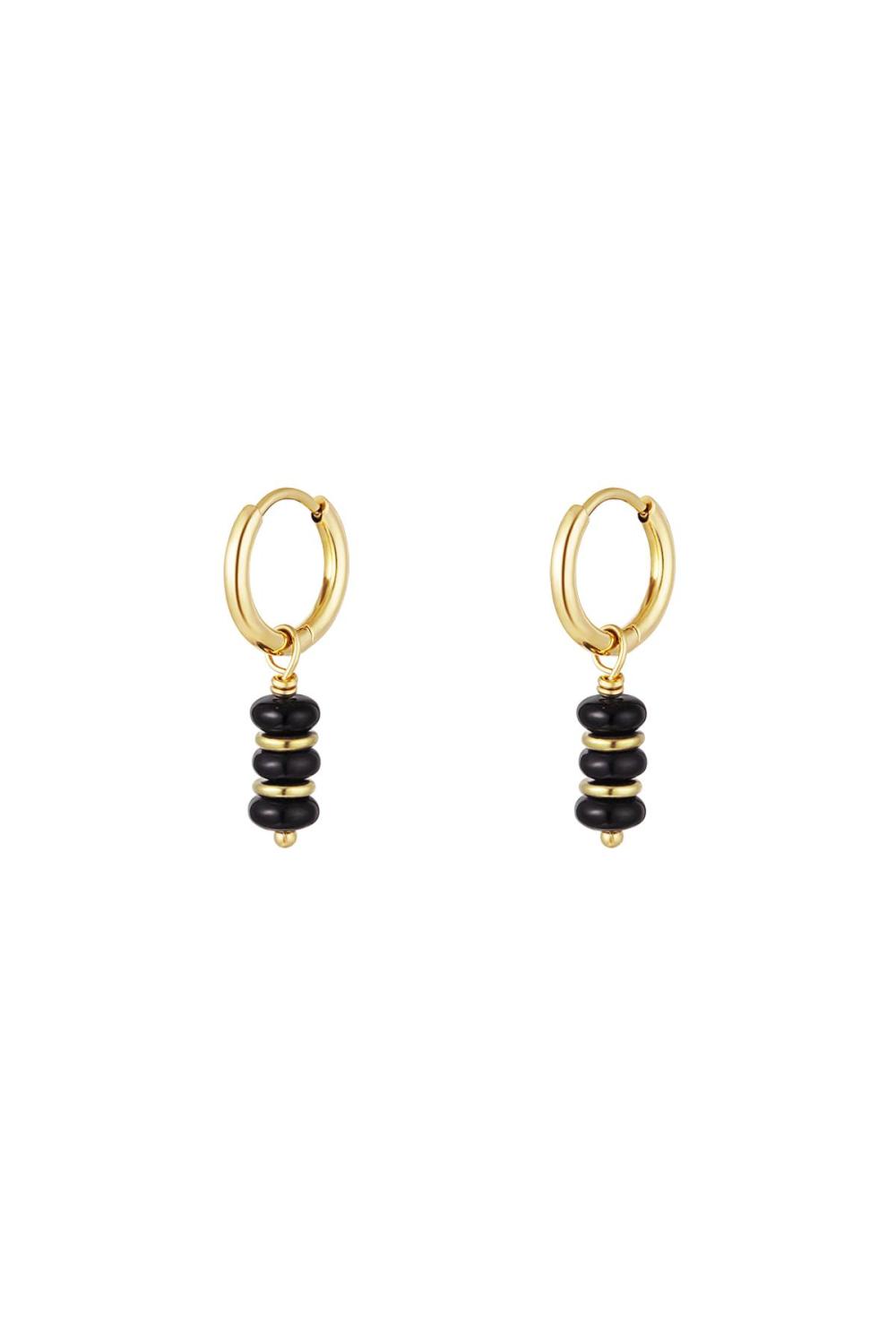 Boucles D'oreilles Trois Pierres Noir Acier Inoxydable 