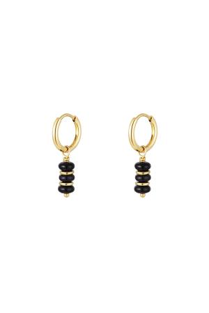 Boucles D'oreilles Trois Pierres Noir Acier Inoxydable h5 