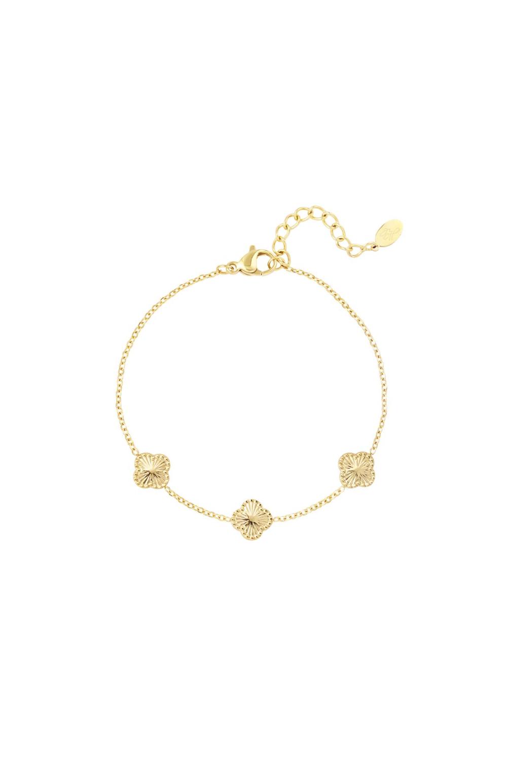 Bracelet Trèfle Avec Motif Couleur Or Acier Inoxydable 