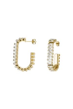 Boucles D'oreilles Zircons Parti Acier Inoxydable h5 