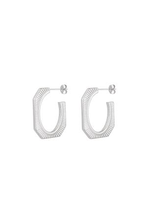 Boucles D'oreilles Design Rayé Argenté Acier Inoxydable h5 